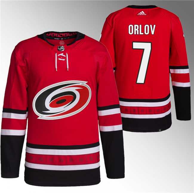 Men%27s Carolina Hurricanes #7 Dmitry Orlov Red Stitched Jersey->carolina hurricanes->NHL Jersey